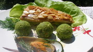 Рецепт Филе окуня с сорбетом из брокколи