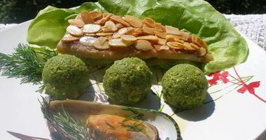 Рецепт Филе окуня с сорбетом из брокколи