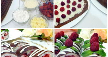 Рецепт Шоколадных блинчиков с кокосово-рисовым кремом и малиной