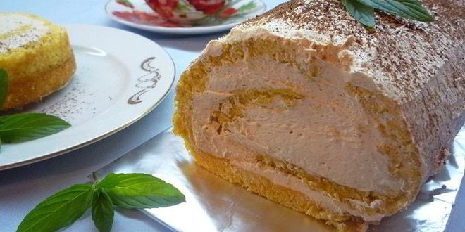 Рецепт тыквенного рулета с карамельным кремом