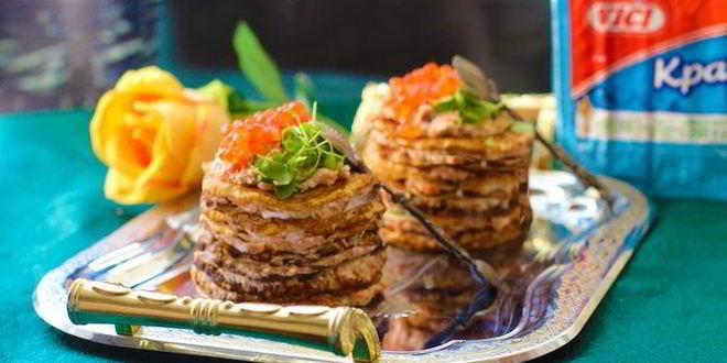 Рецепт закусочного мини-крепвиля с творожным кремом