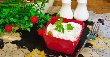 Рецепт Кабачкового суфле с индейкой под грибным соусом