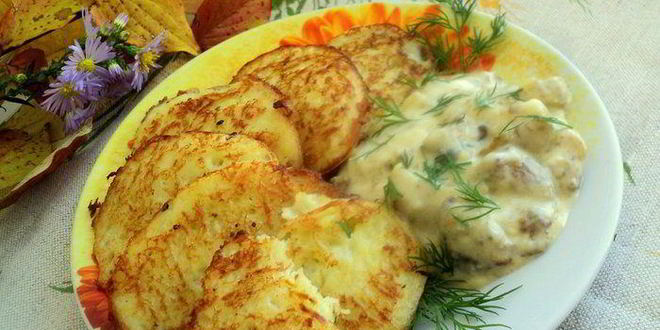 Рецепт драников с грибным соусом