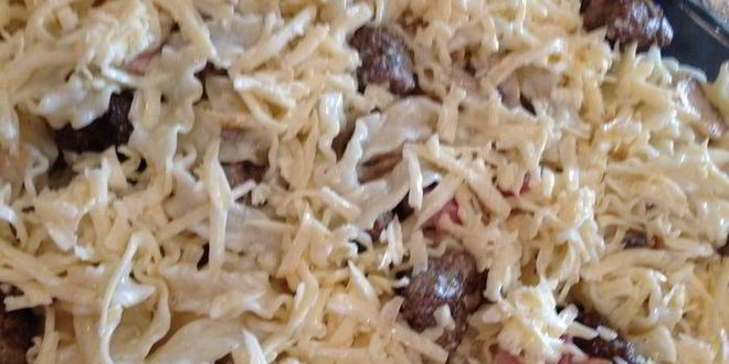 Рецепт фестонате с фрикадельками в сливках и под сыром