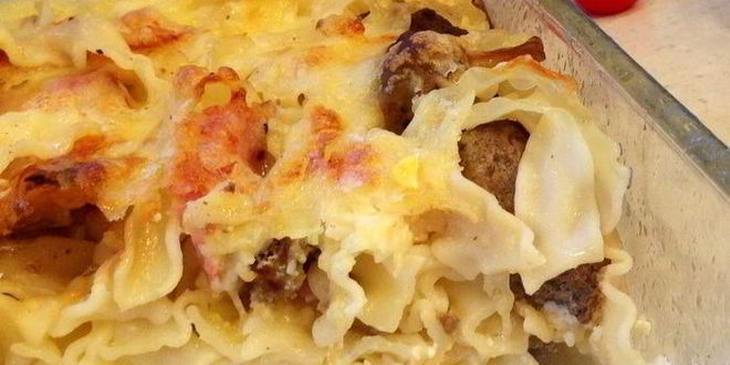 Рецепт фестонате с фрикадельками в сливках и под сыром