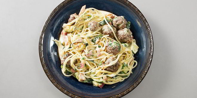 Рецепт карбонары с цукини и фрикадельками