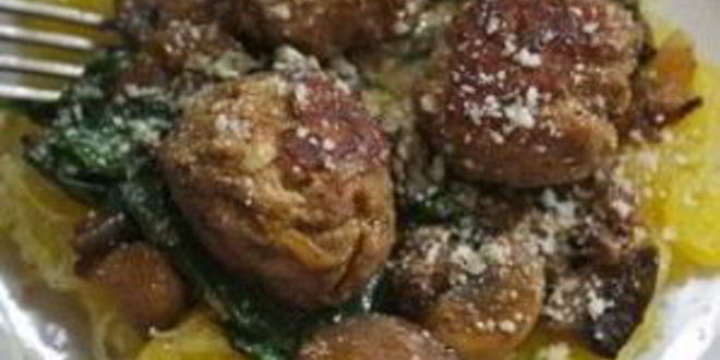 Рецепт спагетти сквош с фрикадельками и шпинатом