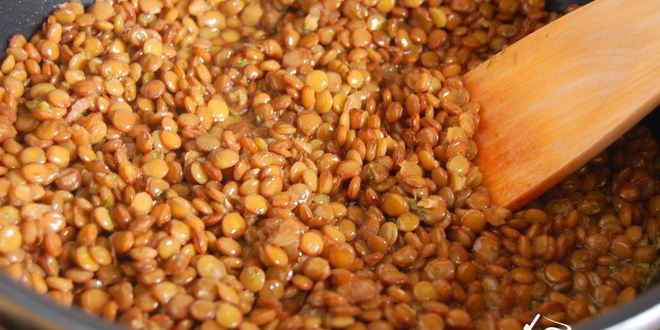 Рецепт острой чечевицы с лососем