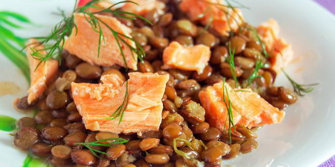 Рецепт острой чечевицы с лососем