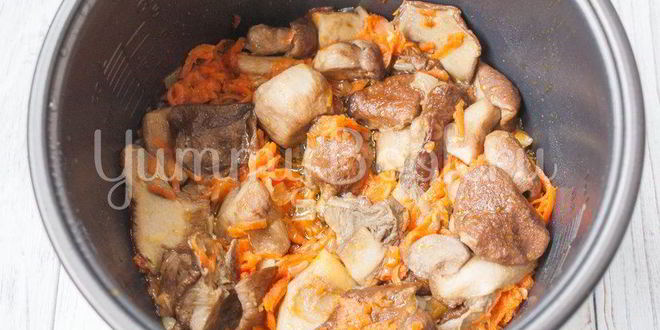 Рецепт риса с лесными грибами в мультиварке