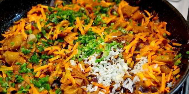 Рецепт риса с лесными лисичками