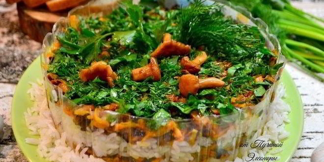 Рецепт риса с лесными лисичками