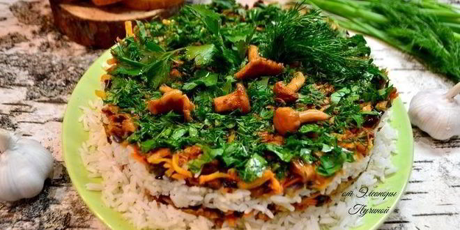 Рецепт риса с лесными лисичками