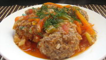 Рецепт Голубцов ленивых паровых под овощным соусом