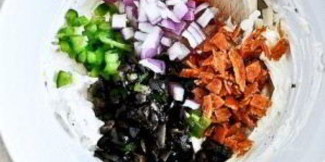 Рецепт грибов, фаршированных сливочным сыром, пепперони и перцем