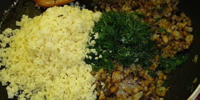 Рецепт шампиньонов, фаршированных кускусом
