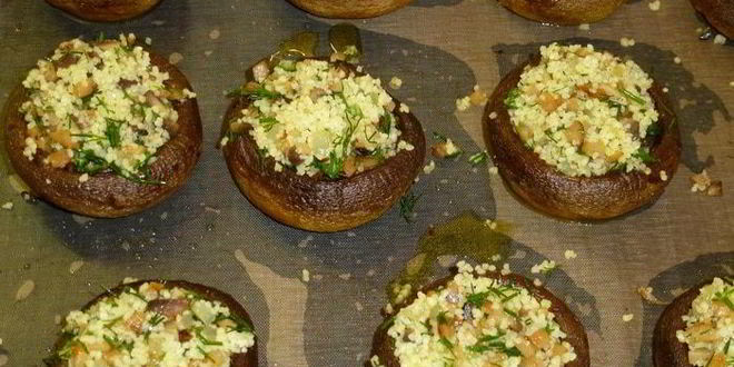 Рецепт шампиньонов, фаршированных кускусом