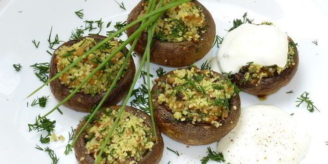 Рецепт шампиньонов, фаршированных кускусом