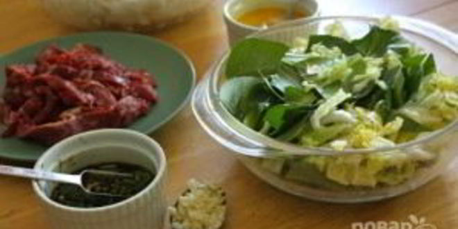 Рецепт лапши с говядиной и китайской капустой