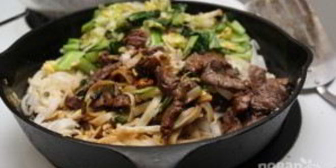 Рецепт лапши с говядиной и китайской капустой