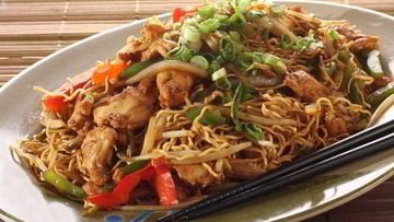 Рецепт Лапши с индейкой и овощами в кокосово-арахисовом соусе