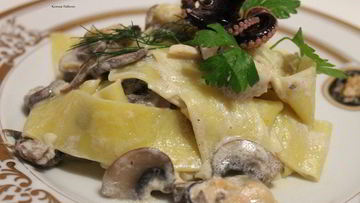 Рецепт Лапши с морепродуктами и грибами