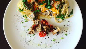 Рецепт Лапши с тыквой и грибами