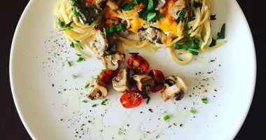 Рецепт Лапши с тыквой и грибами