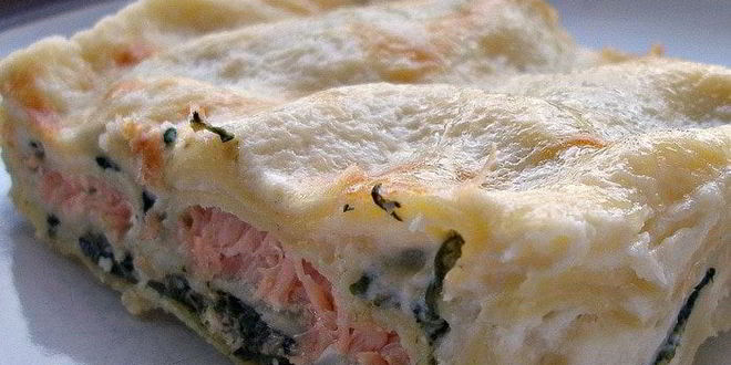 Рецепт лазаний с семгой и шпинатом