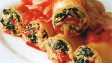 Рецепт Каннеллонь со шпинатом и моцареллой