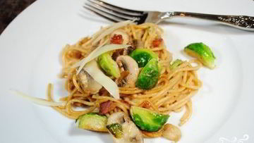 Рецепт Пасты с брюссельской капустой и беконом