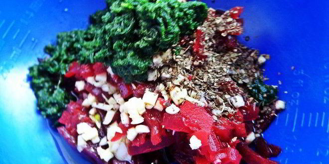 Рецепт свекольно-шпинатной пикантная паста