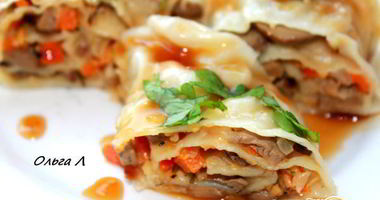 Рецепт Ханума с сырно-грибной начинкой