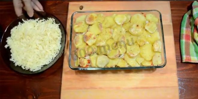 Рецепт картошки по-французски с фаршем помидорами грибами