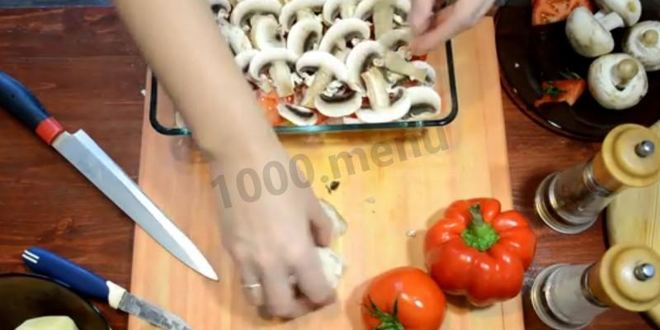 Рецепт картошки по-французски с фаршем помидорами грибами