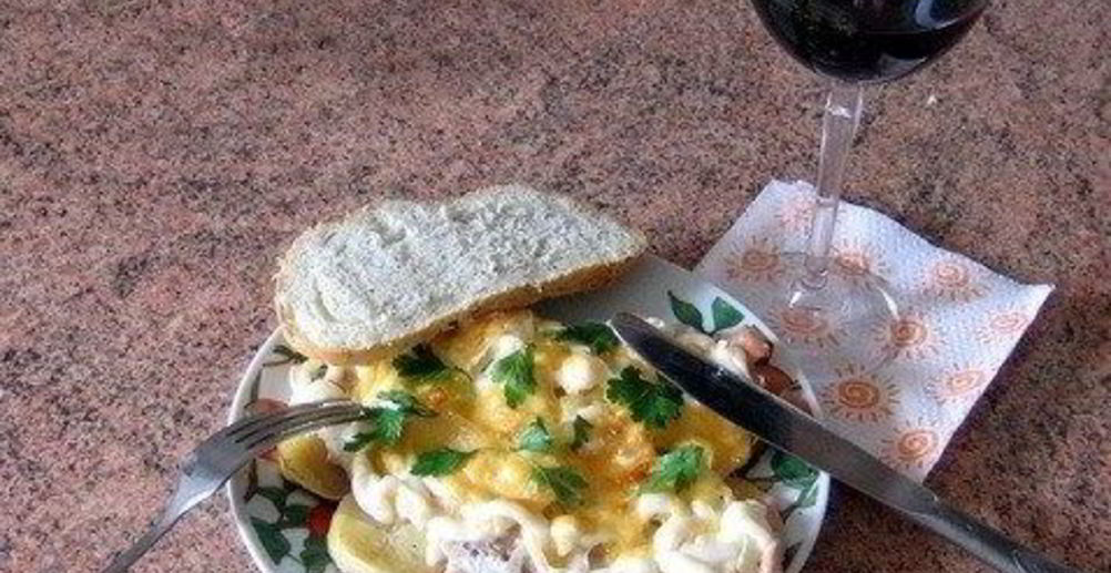 Рецепт картошку по-французски с фаршем помидорами грибами