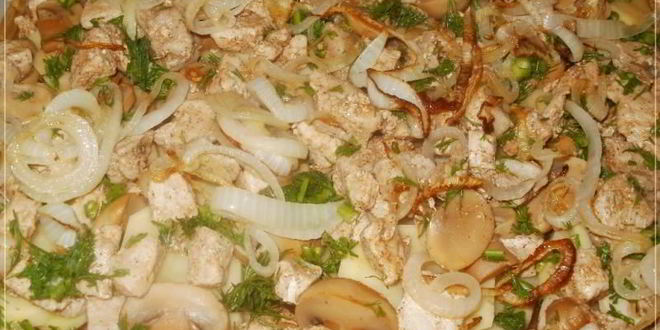 Рецепт мяса по-французски с шампиньонами