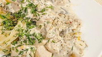 Рецепт Куриного филе с грибами в сырно-сливочном соусе