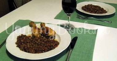 Рецепт Курицы жареной с чечевицей в вине