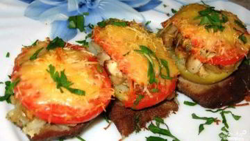 Рецепт Свинины, запеченной с грибами помидорами и сыром