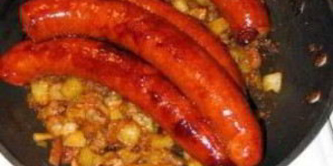 Рецепт жареной колбасы с картофелем