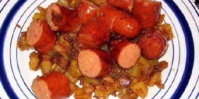 Рецепт жареной колбасы с картофелем