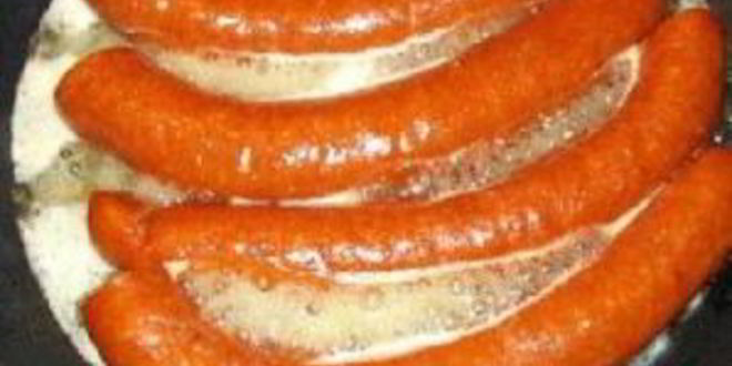 Рецепт жареной колбасы с картофелем