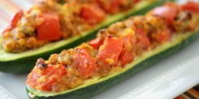 Рецепт кабачков, фаршированных овощами и запеченные в духовке