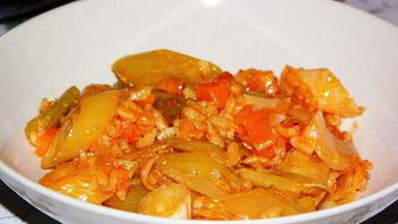 Рецепт Лука-порея, тушеного с рисом