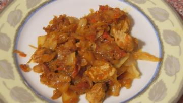 Рецепт Тушеной квашеной капусты с мясом говядины