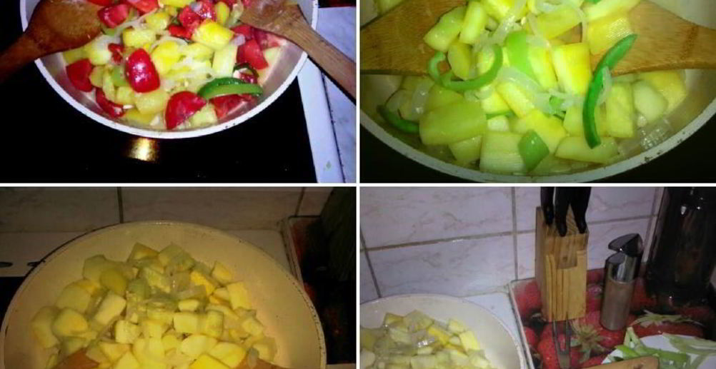 Рецепт тортилью по-испански с молодым картофелем, копченой ветчиной и перцами