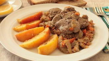 Рецепт Куриной печени с яблоками и баклажанами