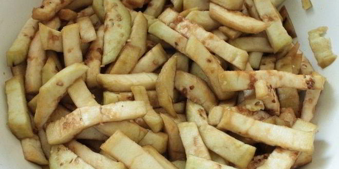 Рецепт куриной печени с яблоками и баклажанами