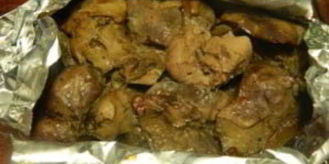 Рецепт куриной печени, запеченной в фольге